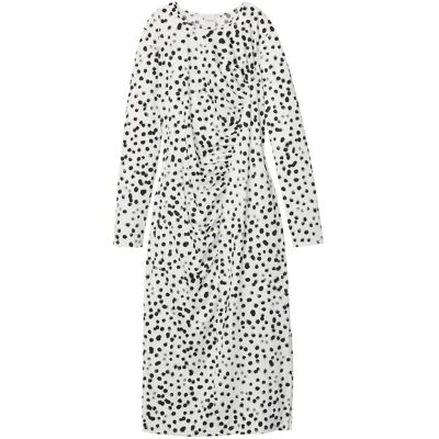 Calvin Ls Ruched Assym Printed Midi Dre M IVORY PRINT M Calvin Ls Ruched Assym Printed Midi Dre M IVORY PRINT M