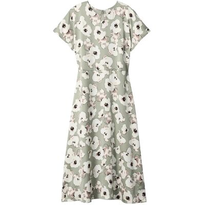 Calvin Matte Satin Ss Midi Dress XS SHADOW BUTTERCUP FLORAL PRINT XS Calvin Matte Satin Ss Midi Dress XS SHADOW BUTTERCUP FLORAL PRINT XS