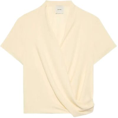 Calvin Crepe Ss Draped Wrap Top S VANILLA CUSTARD S Calvin Crepe Ss Draped Wrap Top S VANILLA CUSTARD S