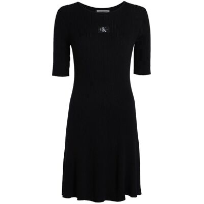 Calvin Woven Label Ss Sweater Dress XS CK BLACK XS Calvin Woven Label Ss Sweater Dress XS CK BLACK XS