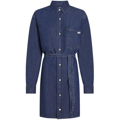 Calvin Lyocell Belted Denim Shirt Dress M DENIM MID M Calvin Lyocell Belted Denim Shirt Dress M DENIM MID M