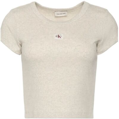 Calvin Ss Heritage Label Baby Tee XXS VANILLA HEATHER XXS Calvin Ss Heritage Label Baby Tee XXS VANILLA HEATHER XXS