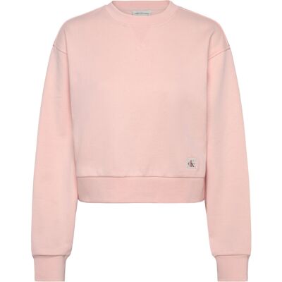 Calvin French Terry Woven Label Crew Sw XS CLOUD PINK XS Calvin French Terry Woven Label Crew Sw XS CLOUD PINK XS
