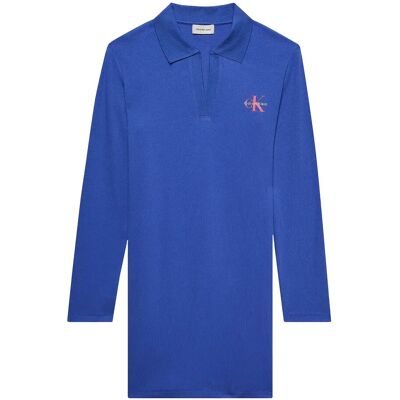 Calvin Ls Monologo Rib Polo Mini Dress XXS AMBITIOUS BLUE XXS Calvin Ls Monologo Rib Polo Mini Dress XXS AMBITIOUS BLUE XXS