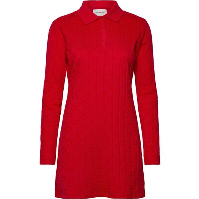 Calvin Aop Jacquard Ls Polo Dress XXS BERRY SANGRIA XXS Calvin Aop Jacquard Ls Polo Dress XXS BERRY SANGRIA XXS