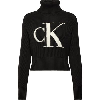 Calvin Blown Up Ck Loose Sweater Contra XXS BLACK XXS Calvin Blown Up Ck Loose Sweater Contra XXS BLACK XXS