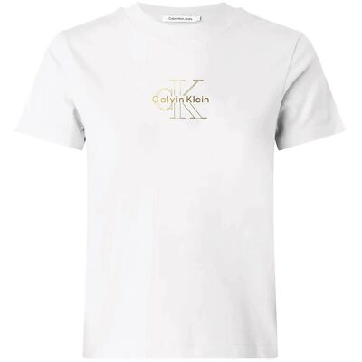 Calvin Ss Classic Foil Monologo Tee XXS BRIGHT WHITE XXS Calvin Ss Classic Foil Monologo Tee XXS BRIGHT WHITE XXS