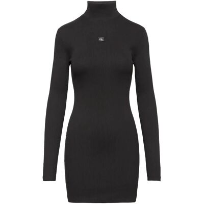 Calvin Ls Wvn Lbl 2X2 Rib Mini Dress XXS BLACK XXS Calvin Ls Wvn Lbl 2X2 Rib Mini Dress XXS BLACK XXS