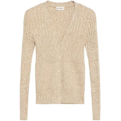 Calvin Mouline Rib Cardigan XS TUSCAN BEIGE SPACE DYE XS Calvin Mouline Rib Cardigan XS TUSCAN BEIGE SPACE DYE XS