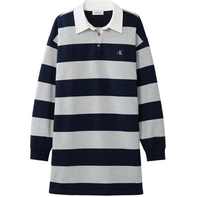 Calvin Ls Varsity Stripe Mini Polo Dres XXS BARITONE BLUE STRIPE XXS Calvin Ls Varsity Stripe Mini Polo Dres XXS BARITONE BLUE STRIPE XXS