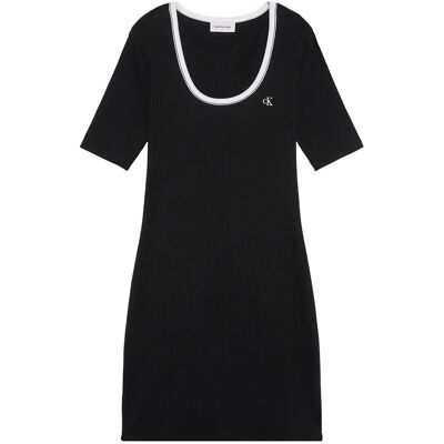Calvin Ss 2X2 Baby Rib Cutout Bk Mini D XS BLACK XS Calvin Ss 2X2 Baby Rib Cutout Bk Mini D XS BLACK XS