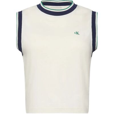 Calvin Sl Ctn Monogram Stripe Trim Musc M TOFU M Calvin Sl Ctn Monogram Stripe Trim Musc M TOFU M
