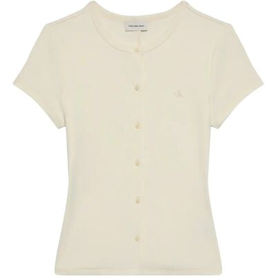 Calvin Ss 1X1 Refined Rib Button Up Cre XXS CALICO XXS Calvin Ss 1X1 Refined Rib Button Up Cre XXS CALICO XXS