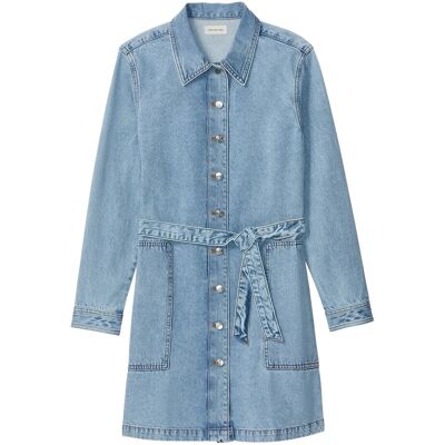 Calvin Belted Denim Mini Dress Coastal XS COASTAL LIGHT XS Calvin Belted Denim Mini Dress Coastal XS COASTAL LIGHT XS