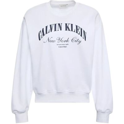 Calvin Logo Graphic Crewneck Sweatshirt XXS BRIGHT WHITE XXS Calvin Logo Graphic Crewneck Sweatshirt XXS BRIGHT WHITE XXS