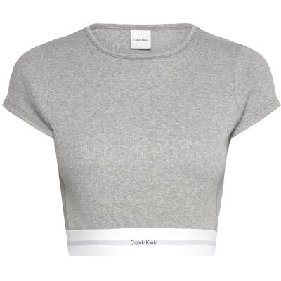 Calvin Rib Crop Tee M GREY HEATHER M Calvin Rib Crop Tee M GREY HEATHER M