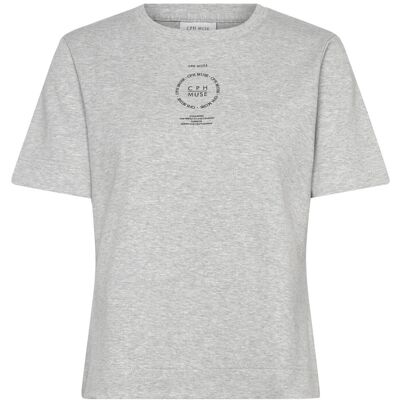 Copenhagen Muse Cmmuse-Tee S LIGHT GREY MELANGE W. BLACK S Copenhagen Muse Cmmuse-Tee S LIGHT GREY MELANGE W. BLACK S