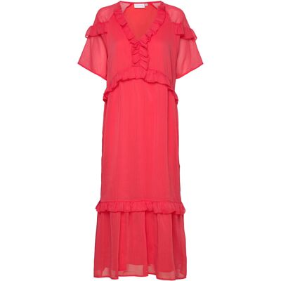 Coster Copenhagen Long Dress With Frills 36 CORAL PINK 36 Coster Copenhagen Long Dress With Frills 36 CORAL PINK 36