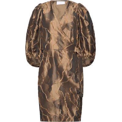 Coster Copenhagen Wrap Dress With Balloon Sleeves 34 GOLDEN BROWN 34 Coster Copenhagen Wrap Dress With Balloon Sleeves 34 GOLDEN BROWN 34