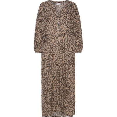 Coster Copenhagen Dress With Placket In Leo Print 34 CLASSIC LEO BROWN 34 Coster Copenhagen Dress With Placket In Leo Print 34 CLASSIC LEO BROWN 34