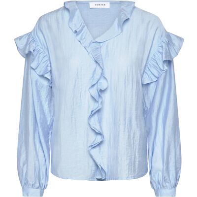 Coster Copenhagen Longsleeved Blouse With Frills 34 BRIGHT BLUE 34 Coster Copenhagen Longsleeved Blouse With Frills 34 BRIGHT BLUE 34