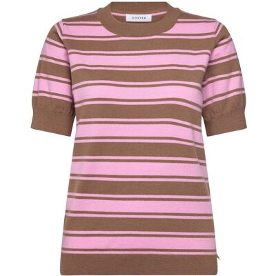 Coster Copenhagen Blouse In Jaquard Knit XS MOCCA / LIGHT PINK STRIPES XS Coster Copenhagen Blouse In Jaquard Knit XS MOCCA / LIGHT PINK STRIPES XS
