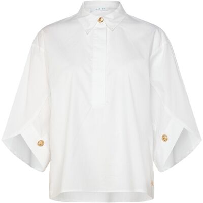 Coster Copenhagen Shirt With Button Sleeves 36 WHITE 36 Coster Copenhagen Shirt With Button Sleeves 36 WHITE 36