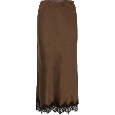 Coster Copenhagen Skirt With Lace Detail 36 DARK BROWN 36 Coster Copenhagen Skirt With Lace Detail 36 DARK BROWN 36