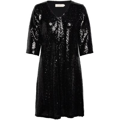 Cream Crcupid Sequin Dress - Kim Fit XS PITCH BLACK XS Cream Crcupid Sequin Dress - Kim Fit XS PITCH BLACK XS