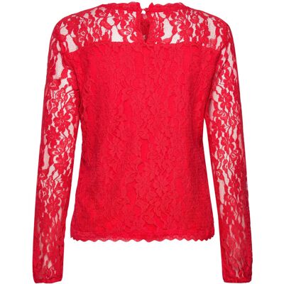 Cream Crkit Lace Ls Blouse S HIGH RISK RED S Cream Crkit Lace Ls Blouse S HIGH RISK RED S
