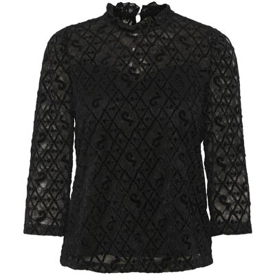 Cream Crgila Lace Blouse With Lining 36 PITCH BLACK 36 Cream Crgila Lace Blouse With Lining 36 PITCH BLACK 36