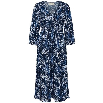 Cream Crtiah Smock Dress 36 NAVY BLUE TOILE 36 Cream Crtiah Smock Dress 36 NAVY BLUE TOILE 36