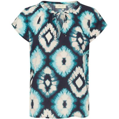 Cream Crtiah Blouse 36 AQUA TIE DYE 36 Cream Crtiah Blouse 36 AQUA TIE DYE 36