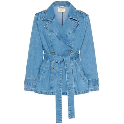 Cream Crmika Short Denim Trenchcoat 40 ILLINOIS DENIM 40 Cream Crmika Short Denim Trenchcoat 40 ILLINOIS DENIM 40