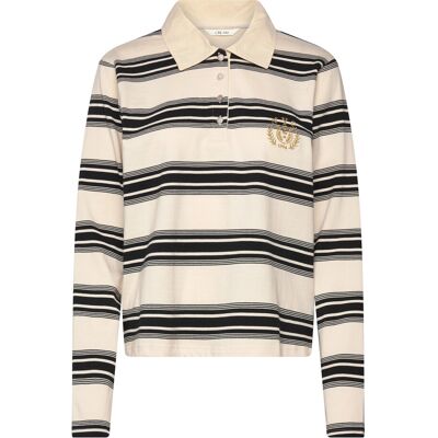 Cream Crcarmell Polo Sweatshirt XXL BIRCH AND BLACK STRIPE XXL Cream Crcarmell Polo Sweatshirt XXL BIRCH AND BLACK STRIPE XXL