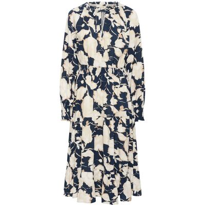 Cream Crlucca Long Dress 36 NAVY FLOWER PRINT 36 Cream Crlucca Long Dress 36 NAVY FLOWER PRINT 36