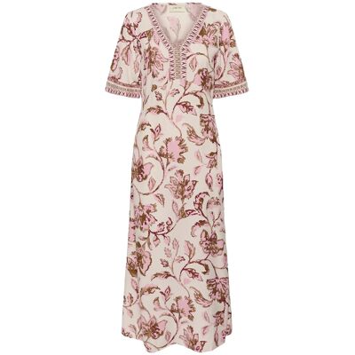 Cream Crtiah Dress 38 PINK FLOWER 38 Cream Crtiah Dress 38 PINK FLOWER 38