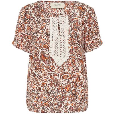 Cream Crtiah Blouse 36 ORANGE SARAZA FLOWER 36 Cream Crtiah Blouse 36 ORANGE SARAZA FLOWER 36