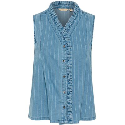 Culture Curenny Sleeveless Shirt XS LIGHT BLUE DENIM XS Culture Curenny Sleeveless Shirt XS LIGHT BLUE DENIM XS