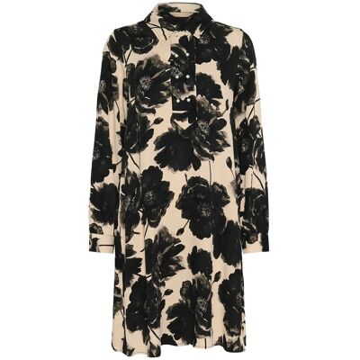 Culture Curachel Elitha Short Dress XS BLACK/OFFWHITE FLOWER XS Culture Curachel Elitha Short Dress XS BLACK/OFFWHITE FLOWER XS