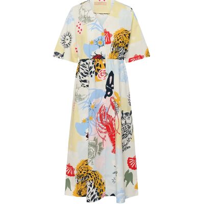 Culture Cuashmo Olena Long Dress XS BLUE/RED ANIMAL XS Culture Cuashmo Olena Long Dress XS BLUE/RED ANIMAL XS