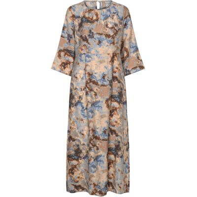 Culture Cuhizzy Greece Long Dress XS BROWN/BLUE SPLASH XS Culture Cuhizzy Greece Long Dress XS BROWN/BLUE SPLASH XS