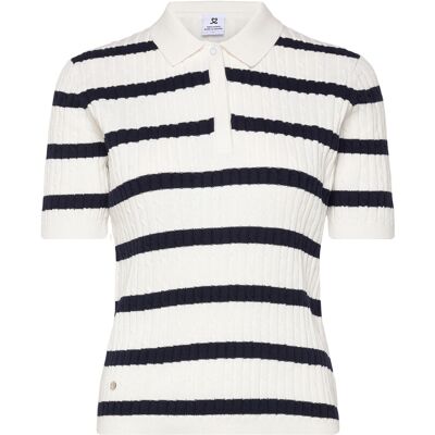 Daily Sports Stripe Madelene 1/2S Polo Shirt L NAVY L Daily Sports Stripe Madelene 1/2S Polo Shirt L NAVY L