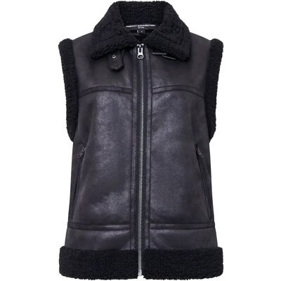 French Connection Camry Faux Suede S/Less Gilet XS BLACK XS French Connection Camry Faux Suede S/Less Gilet XS BLACK XS