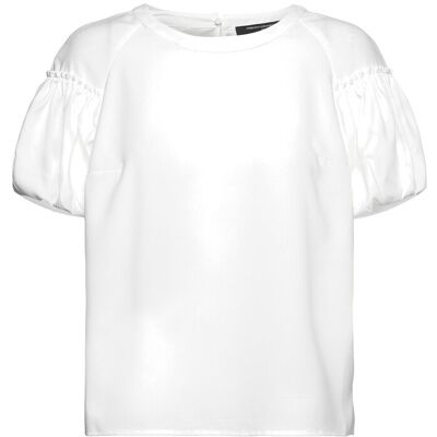 French Connection Crepe Light Puff Sleeve Top M SUMMER WHITE M French Connection Crepe Light Puff Sleeve Top M SUMMER WHITE M