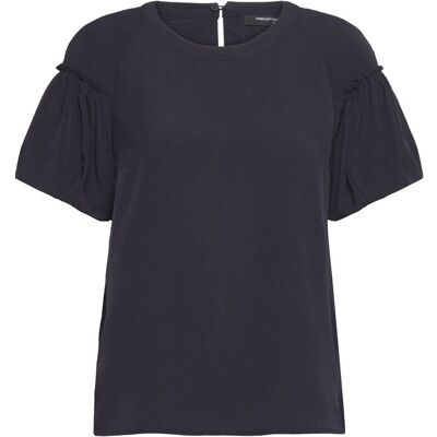 French Connection Crepe Light Puff Sleeve Top S UTILITY BLUE S French Connection Crepe Light Puff Sleeve Top S UTILITY BLUE S