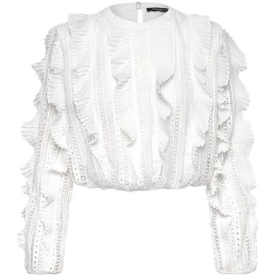 French Connection Annika Lace Frill Top 34 SUMMER WHITE 34 French Connection Annika Lace Frill Top 34 SUMMER WHITE 34