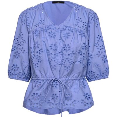French Connection Cambria Cotton Ss Broderie Top 34 CORNFLOWER BLUE 34 French Connection Cambria Cotton Ss Broderie Top 34 CORNFLOWER BLUE 34
