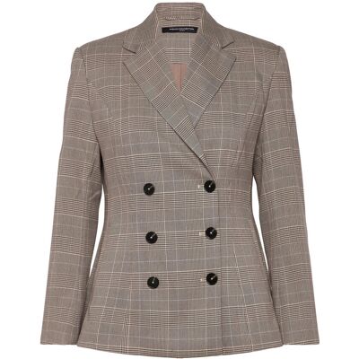 French Connection Chester Check Cinched Blazer 42 BROWN MULTI 42 French Connection Chester Check Cinched Blazer 42 BROWN MULTI 42