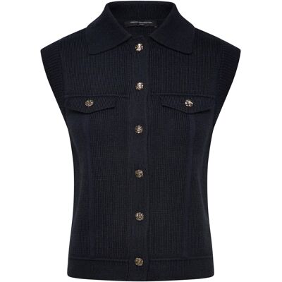 French Connection Roland Knit Collared Gilet XS INDIGO XS French Connection Roland Knit Collared Gilet XS INDIGO XS